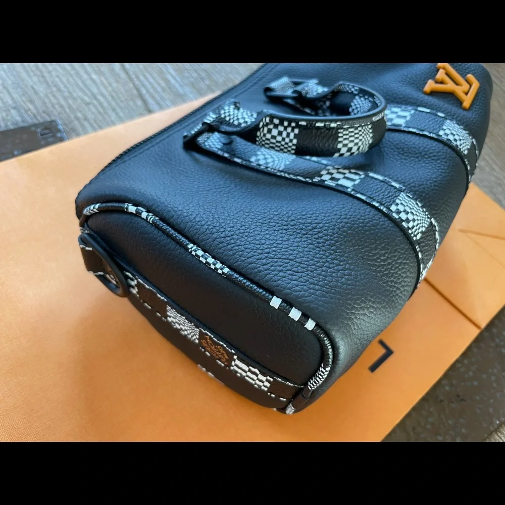 Louis Vuitton Damier NBA distorted keepall mini bag mens black leather tote